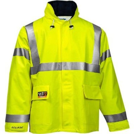 TINGLEY RUBBER Tingley® Eclipse„¢ Hi-Visibility FR Hooded Coat, Zipper, Fluorescent Yellow/Green, S C44122.SM